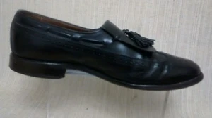 ALLEN EDMOND's ARLINGTON BLACK LEATHER WING TIP Kilt TASSEL LOAFERS USA 10.5 E. - Picture 1 of 12