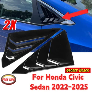 Cubierta de persiana de ventilación de persiana de ventana trasera negra para Honda Civic Sedán 2022-25 - Imagen 1 de 18