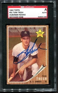 1962 Topps #31 signierte Autogrammkarte Rookie Tom Tresh SGC authentisch verstorben 2008 - Bild 1 von 2