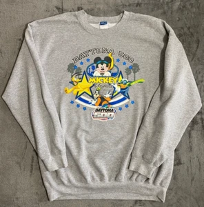 Vintage Disney Mickey & Friends Daytona 500 Grey Sweater Long Sleeve Mens XL - Picture 1 of 7