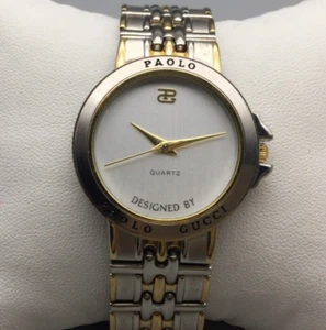 Paolo Designed By Paolo Gucci Watch Women 32mm Silver Gold Tone New Battery 8" - Picture 1 of 16