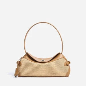 Bolso de playa de paja azul para mujer Bolso de mano de verano Bolso de hombro tejido de moda - Imagen 1 de 19