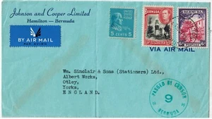 Bermuda Mixed Franking 1934 Cover w/ CENSOR H/S CM 21 #9 IN GREEN EARLY USAGE - Picture 1 of 1