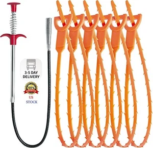 25inch Hair Drain Clog Remover Tool(6pcs), 24inch Drain Cleaner Sticks To Drain - Picture 1 of 8