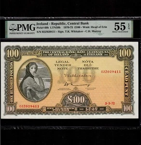 Irland 100 Pounds 1972 P-69b * PMG AU 55 EPQ * Rare Year * - Bild 1 von 8