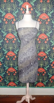 Vestido vintage años 90 Y2K gris azul floral tejido tubo cuerpo con lápiz Foto 1 de 4