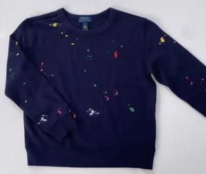 NWT, Boys Ralph Lauren Navy Paint Splash Spa Terry Sweatshirt. Size 4 - Picture 1 of 2