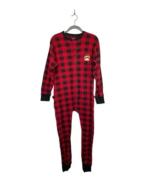 Lazy One Buffalo Check Pajama One Piece Bear Cheeks Size Medium - Image 1 of 4