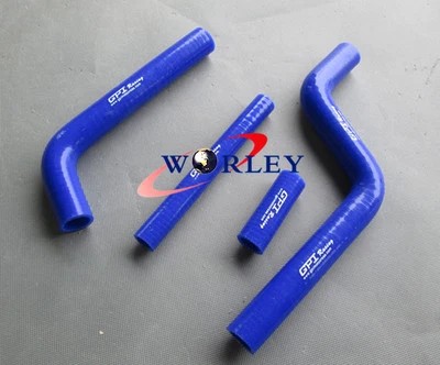 Silicone radiator hose for Yamaha YZ125 2003-2020 04 05 06 07 08 09 10 11 BLUE - Image 1 of 4