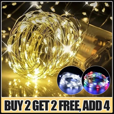 Fairy String Lights Micro Rice Wire Xmas Party Light 20-100LED Battery Operated - Image 1 of 4