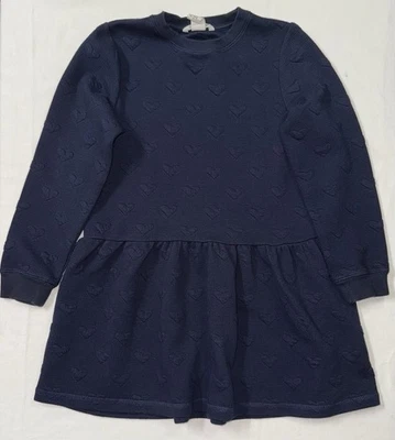 H & M Girls Navy Puffy Hearts Long Sleeve Dress Size 6-8yrs - Image 1 of 4