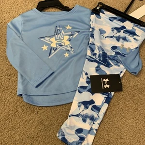 Nwt Under Armour l/s Shirt & Leggings Outfit Girl’s 18 Mo. Light Blue - Picture 1 of 4