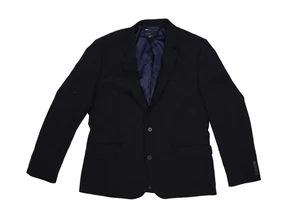 ASOS Design Blazer Jacket Mens 44 Regular Navy Blue Wool Blend Suit Coat Formal - Picture 1 of 11