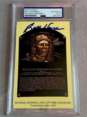 HOUSTON ASTROS- BILLY WAGNER AUTOGRAPH HALL OF FAME PLAQUE CARD PSA/DNA SLAB 041 - Image 1 of 2
