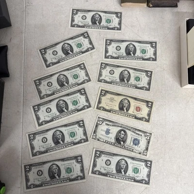 Lot RARE Crisp $2 Two Bill Uncirculated Red Seal Seal Note Silver Miscut Rare! - Image 1 of 4