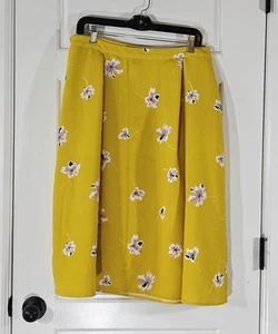Mujer Talla 10 Who What Wear Falda Midi Reunida Amarilla Floral Primavera Verano - Imagen 1 de 5