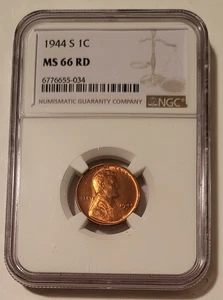 1944 S Lincoln Wheat Cent MS66 RED NGC - Picture 1 of 4