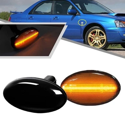 2x Black Lens LED Signal Side Marker Lights For 2002-2007 Subaru Impreza WRX STi Foto 1 de 4