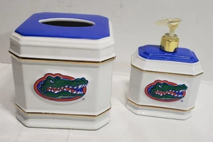 Florida Gators ceramic 2pc bathroom set soap dispenser and tissue box - Picture 1 of 19