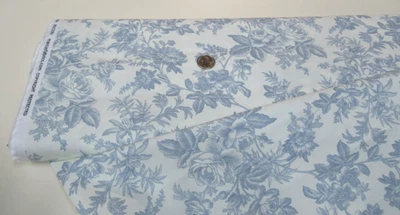MARCUS quilt-craft fabric TOILE FLORAL sky blue 2 yds (r-021219) Trendy Toile - Image 1 of 2