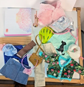 Bambola American Girl lotto di 18 articoli vestiti tromba yoga tappetino casco panca borsa - Foto 1 di 15