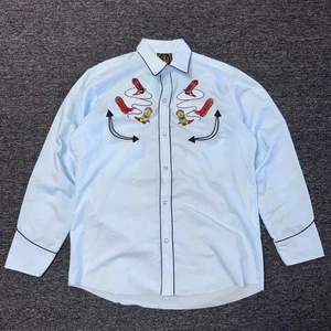 Vintage Espuela De Oro Cowboy Western Boot Pearl Snap Button Shirt Mens - Size M - Picture 1 of 6