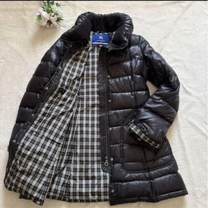 Burberry Nova Check Down Jacket A-Line Horse Logo Black Women Size 38/US:S Auth - Picture 1 of 9