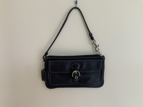 Bracciale Coach nero con bordo argento