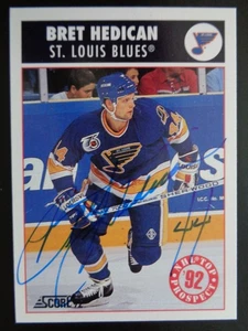 Bret Hedican St. Louis Blues Eishockey - 1992-93 SCORE #471 - Autogrammkarte - Bild 1 von 2