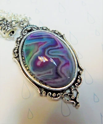 Piedra preciosa de ágata estilo vintage/antiguo, cadena de plata de ley 0,925, moda colorida Foto 1 de 4