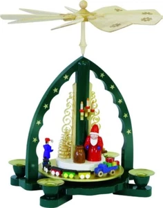 Weihnachtsyramide Bescherung grün, direkt vom Hersteller im Erzgebirge #16027 - Picture 1 of 3