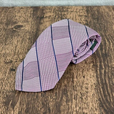 Corbata Ralph Lauren LRL púrpura azul pata de gallo a cuadros rayas hecha a mano seda preppy Foto 1 de 4