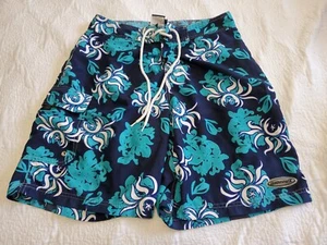 Sideout Hawaiian Board Shorts Swim Trunks Blue Floral Sz 32 - Picture 1 of 8