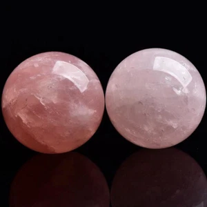 2 Stck. 70 mm Groß Natürlich Rosa Quarz Kristall Kugel Reiki Felsen mit Ständer - Bild 1 von 12