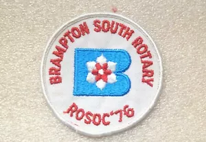 BRAMPTON SOUTH ROTARY 1976 ROSOC FUSSBALLTURNIER Vintage LOGO AUFNÄHER - Bild 1 von 2