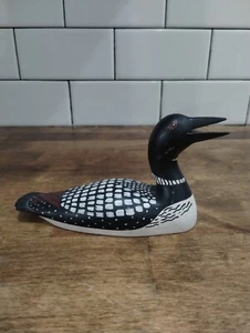 Vtg Kaspar Hand Painted Signed Wood Loon Duck Decoy 7” USA - Picture 1 of 6