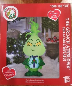 DR SEUSS GRINCH SOSTENIENDO MUÉRDAGO GEMA 4 FT INFLABLE NAVIDAD NUEVO EN CAJA - Imagen 1 de 3