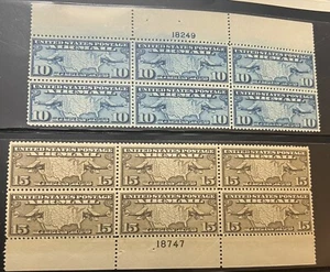 1926 USA C7 And C8 Plate blocks 10c And 15c MNH OG - Picture 1 of 5