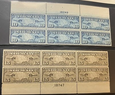 1926 USA C7 And C8 Plate blocks 10c And 15c MNH OG - Image 1 of 4