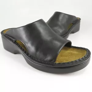 NAOT Rome Polar Sea Slide Sandals Womens Size 6M-6.5M (EU 37) Black Leather Mule - Picture 1 of 8