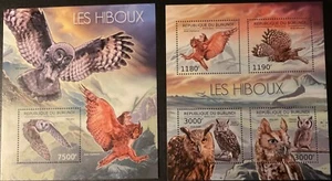 REP. DE BURUNDI 2012. Búhos. 2 HB (1 x 1 sello + 1 x 4 sellos). MNH - Imagen 1 de 3