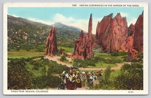 Pikes Peak Region CO Colorado Indian Ceremonies in Garden of the Gods Postcard - Picture 1 of 2