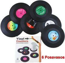 Set 6 Posavasos diseño Retro Vintage Discos de Vinilo,Diametro 11cm,de silicona