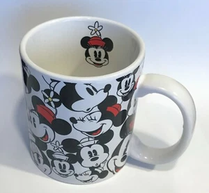 Disney Minnie Mouse Character Collage Mug Cup WHITE BLACK RED - Picture 1 of 7