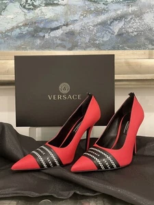 Versace Signature Script Heels Pumps Red/Black Size 39 EU / 9 US NIB - Bild 1 von 8