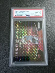 2020 PANINI PRIZM TOM BRADY FIREWORKS - BLACK FINITE 1/1 PSA 10 GEM MT