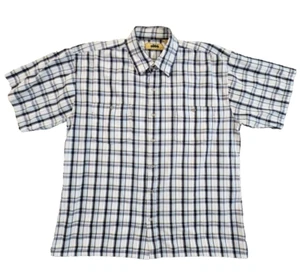 Hunter's Peak Rugged Wear Short Sleeve Shirt Men's Large Blue Cotton Plaid Snap - Picture 1 of 11