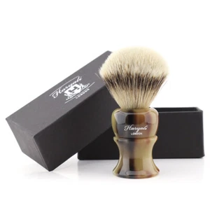 STUNNING Super Silver Tip Badger Hair Wet Shaving Brush Barber Style Resin Grip - Picture 1 of 6