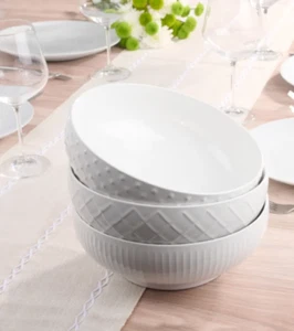 Trudeau 3 piece Porcelain Serving Bowl Set - 9.2 in diameter White - Picture 1 of 5