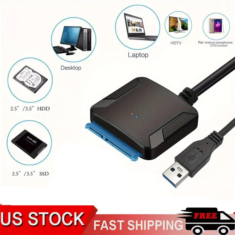USB 3.0 to SATA External Hard Drive Reader 2.5" 3.5" HDD SSD Power adapter - Image 1 of 4
